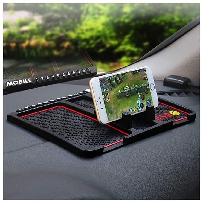 Anti-Slip Silicone Pad and Mobile Holder for Car Dashboard
